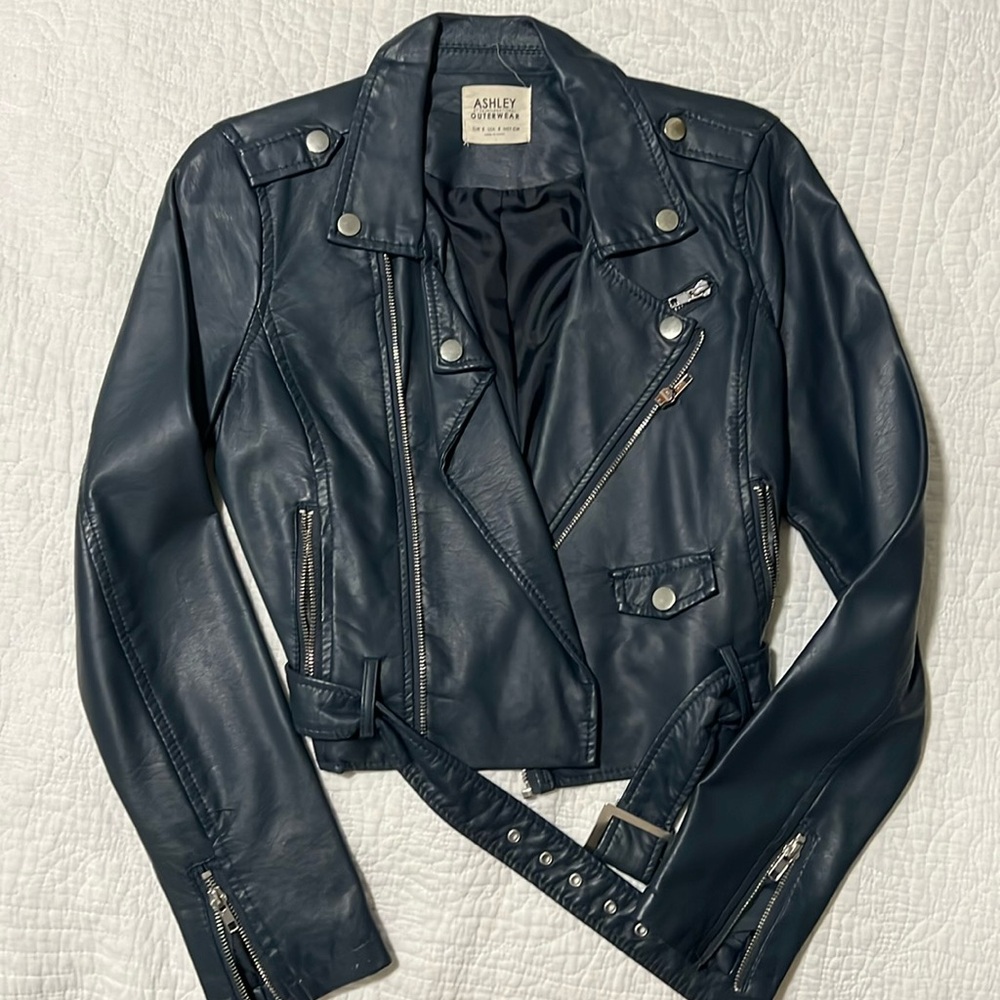 BLUE LEATHER JACKET